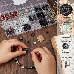 透明ガラスビーズ  混合スタイル  混合図形  ブラック  16x14.5x7.5mm  穴：1mm&nbsp;GLAA-SC0002-51