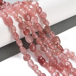 天然石ストロベリークォーツビーズ連売り  ナゲット  タンブルストーン  4.5~11.5x3~7x3.5~6mm  穴：1.2mm  約48~68個/連  15.35~15.94''（39~40.5センチメートル）&nbsp;G-P497-01C-43