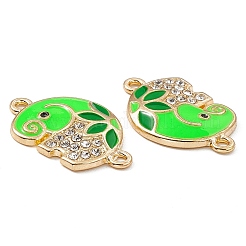合金クリスタルラインストーンコネクタチャーム  エナメル  象のリンク  ライトゴールド  ミックスカラー  14.5x23x3mm  穴：1.6mm&nbsp;FIND-C019-31KCG