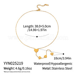 女性用304ステンレススチール製ハート型ラリアットネックレス  ゴールドカラー  14.96インチ（38cm）&nbsp;HI7031-1