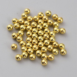 CCBプラスチックビーズ  穴なし/ドリルなし  ラウンド  ゴールドカラー  4mm  約2500個/袋&nbsp;KY-WH0045-55B-G