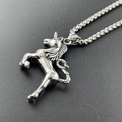 ユニコーンホース 304 ステンレススチールペンダント パンク ヒップホップ ネックレス  ステンレス鋼色&nbsp;JA5875