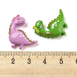 不透明樹脂デコデンカボション、グリッターパウダー付き  恐竜  ミックスカラー  21.5x19x5.5mm&nbsp;RESI-P037-04