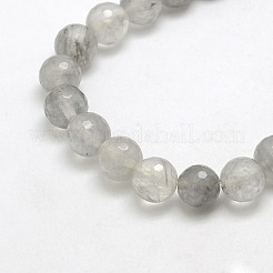 天然石クラウドクォーツカット加工ラウンドビーズ連売り  8mm  穴：1mm  約：45個/連  37cm&nbsp;G-O021-8mm-03A