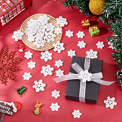 100個 2スタイル クリスマス 不透明樹脂カボション  グリッターパウダー付き  スノーフレーク  雪  20~27.5x18~25x3~4mm  50個/スタイル&nbsp;CRES-OC0001-12