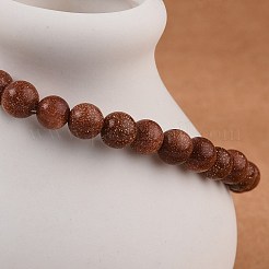 合成ゴールドストーンビーズストレッチブレスレット  ラウンド  2インチ〜2-3/8インチ（5~6cm）  ビーズ：5.8~6.8mm&nbsp;X-BJEW-K212-A-002