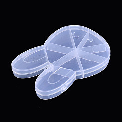 イースターラビット 9グリッド プラスチックビーズ収納容器（ヒンジ付き蓋付き）  透明  14.9x10.3x2cm&nbsp;X-CON-T001-07