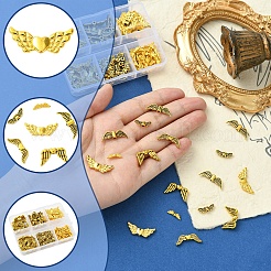 チベットスタイルの合金ビーズ105個。  ウイング  アンティーク黄金  4~22x3~21.5x3~4mm  穴：1~1.5mm  105個/セット&nbsp;TIBEB-FS0001-09