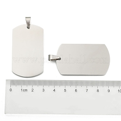 変色防止 201 ステンレススチール 刻印入り ブランクタグペンダント  長方形  ステンレス鋼色  50x29x1.5mm  穴：9x3mm&nbsp;X-STAS-O044-P122