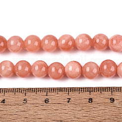 天然石染め加工イエロージェイド翡翠天然石ビーズ連売り  ラウンド  ダークサーモン  8mm  穴：1mm  約50個/連  15.7インチ&nbsp;G-R271-8mm-Y31