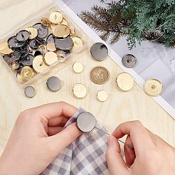 48本6スタイルアロイシャンクボタン  1穴  フラットラウンド  ミックスカラー  15~25x7~8.5mm  穴：2.4~2.6mm  8個/スタイル&nbsp;DIY-CA0004-59