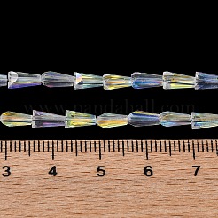 透明電気メッキガラスビーズ連売り  コーンビーズ連売り  多面カット  クリアAB  6x4x3.5mm  穴：0.7mm  約99個/連  21.34''（54.2センチメートル）&nbsp;EGLA-H107-02A-AB01