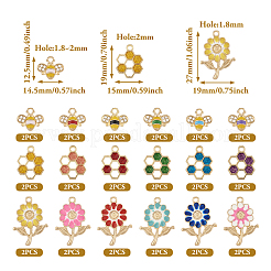 36個18スタイルアロイエナメルペンダント  ハニカム＆ミツバチ＆フラワーチャーム  ミックスカラー  12.5~27x14.5~19x2.5~3.5mm  穴：1.8~2mm  2個/スタイル&nbsp;ENAM-TA0001-62