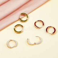 12ペア 3色 合金エナメル ハギーフープピアス レディース  リング  ミックスカラー  18.5x5mm  4pairs / color&nbsp;EJEW-DC0001-35