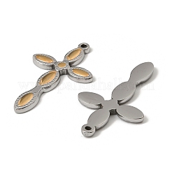 304ステンレスペンダント  クロス  鉛フリー＆カドミウムフリー  ゴールデン·ステンレス鋼色  35x20.5x2mm  穴：1.2mm&nbsp;STAS-T068-75GP