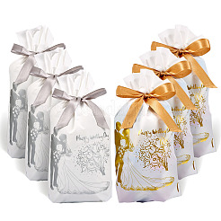 20個 2色長方形プラスチックキャンディギフトバッグ  結婚式用の新郎新婦プリントポーチ  ミックスカラー  23x14.7x0.04cm  10個/カラー&nbsp;ABAG-TA0001-35