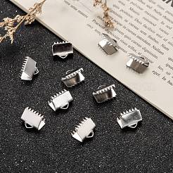 変色しにくいステンレススチールリボンカシメエンドパーツ  ステンレス鋼色  9x10.5mm  穴：1.5mm&nbsp;STAS-Q187-01