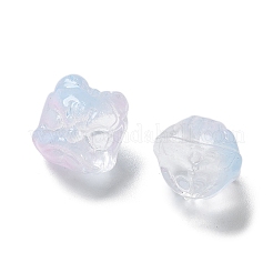 ベーキングペイント透明ガラスビーズ  グラデーションカラー  ライオン  ライトスカイブルー  11.5x11x9.5mm  穴：1.2mm&nbsp;X1-GLAA-C035-01C