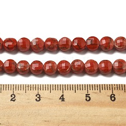 合成レッドジャスパービーズ連売り  ファセットスクエアカットコインビーズ  フラットラウンド  6~7.5x4mm  穴：1mm  約64~66個/連  15.16~15.63インチ（38.5~39.7cm）&nbsp;G-C179-A6mm-17