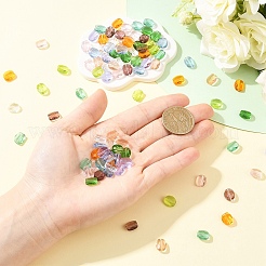 100個 10スタイル ガラス模造オーストリアクリスタルビーズ  オーバル  多面カット  ミックスカラー  8x9x4.5mm  穴：1.2mm  10個/カラー&nbsp;GLAA-YW0005-64