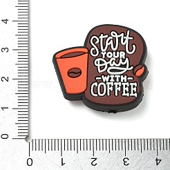 コーヒーテーマシリコンビーズ  焦点ビーズ  コーヒーで一日を始めましょう  ココナッツブラウン  28.5x30x9mm  穴：2mm&nbsp;SL-CBACE28-01H
