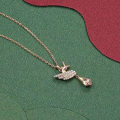 925スターリングシルバーペンダントネックレス  オーストリアのクリスタル付き  アズキチェーン  ユニコーン  ローズゴールド  16.1インチ（41cm）&nbsp;SWARJ-BB35096