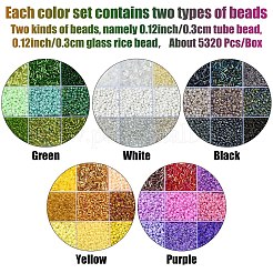 DIY 丸型ガラスビーズブレスレット作成キット  きいろ  3~8mm  穴：0.8~1mm&nbsp;SEED-YW0002-63A