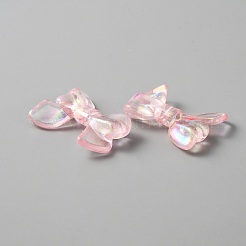 透明abカラーメッキアクリルビーズ  蝶結び  ピンク  23.5x32x7mm  穴：2mm&nbsp;TACR-TAC0009-01