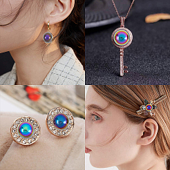 アクリルカボション  ABカラーメッキ  半円  ブラック  6~14x3~7mm  1000個/セット&nbsp;MACR-SC0001-05-14