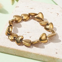 合成非磁性ヘマタイト ハート ビーズ ストレッチ ブレスレット  ゴールドカラー  内径：1-7/8インチ（4.9cm）&nbsp;BJEW-JB09479-01
