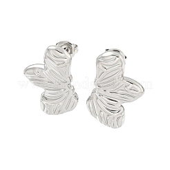 304ステンレススチールイヤリング金具  イオンプレーティング（ip）  プラチナ  25x15.5mm&nbsp;EJEW-O002-09P