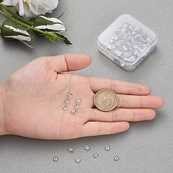 マルチペタル鉄ビーズキャップ  花  プラチナ  6x1mm  穴：1mm  500個/箱&nbsp;IFIN-YW0001-12P