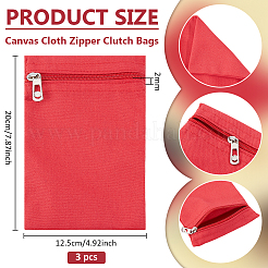 キャンバス布ジッパーバッグ  長方形  衣服縫製用の合金金具付き  レッド  20x12.5x0.2cm&nbsp;ABAG-WH0077-09B-05