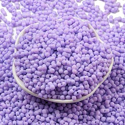 マカロンカラー不透明フロストガラスシードビーズ  ピーナッツ  ライラック  6x3x3mm  穴：1.2mm  約4000個/ポンド&nbsp;SEED-K009-12B-14