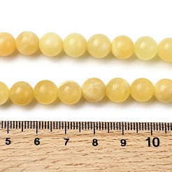 天然の黄翡翠ビーズ連売り  ラウンド  グレードAB  8mm  穴：0.8mm  約46個/連  15.16''（38.5センチメートル）&nbsp;X-G-A274-A01-8mm