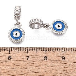 合金エナメルヨーロピアンダングルチャーム  青いナザールボンジュウの大きな穴のペンダント  プラチナ  22~23mm  ナザールボンジュウ：13x10x2mm  穴：5mm&nbsp;FIND-Q121-05P