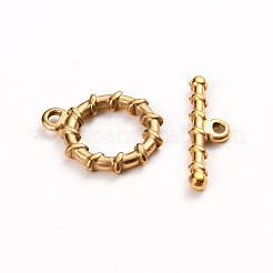 イオンプレーティング（IP）304ステンレススチールマンテル  リング  ゴールドカラー  リング：19x16x2.5mm  穴：1.6mm  バー：22x6x2.5mm  穴：1.6mm&nbsp;STAS-D142-05A-G