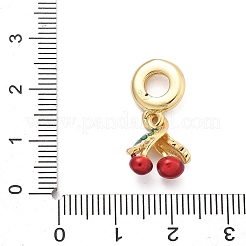 真鍮エナメルヨーロピアンダングルチャーム  大穴ペンダント  チェリー  18KGP本金メッキ  レッド  24.5mm  穴：4.5mm&nbsp;KK-Q055-01G