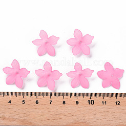 つや消しアクリルビーズキャップ  5花びら  花  パールピンク  20x21.5x4.5mm  穴：1.6mm  約1630個/500g&nbsp;MACR-S371-05A-704