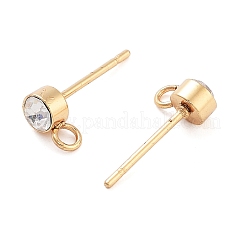202 ステンレススチール ラインストーン スタッド イヤリング 金具  304ステンレスピン  18KGP本金メッキ  14x7mm  穴：2mm  ピン：11x1mm&nbsp;STAS-U012-05G