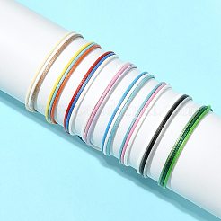 韓国ワックスポリエステルコード編みビーズブレスレット8個（8色）  ミックスカラー  内径：3-1/2インチ（9cm）  1pc /カラー&nbsp;BJEW-FS00024