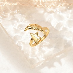 スタームーン 304 ステンレススチール カフリング 女性用  18KGP本金メッキ  内径：18mm&nbsp;RJEW-U039-02G