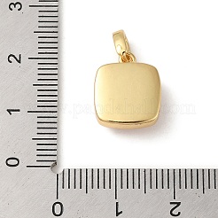 ラックメッキ真鍮、合成オパールペンダント  カドミウムフリー＆鉛フリー  正方形  ピンク  14x11x5.5mm  穴：5mm&nbsp;KK-S370-07G-01