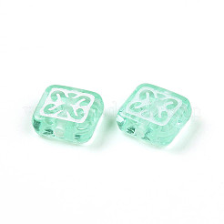 透明なアクリルビーズ  長方形  ライトシアン  11x12x5mm  穴：1.6mm  約833個/500g&nbsp;TACR-T028-53