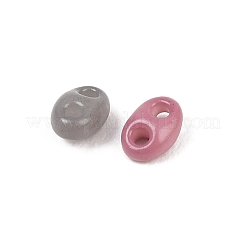 不透明色のガラスシードビーズ  2穴  オーバル  ミックスカラー  3~4x5x2.5~3mm  穴：1~1.2mm  約150個/袋&nbsp;EGLA-K064-07