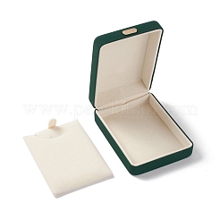 Pu レザー ネックレス ギフト ボックス  鉄冠付き  直方体の  濃い緑  10.35x7.65x3.6cm  内径：92x67mm&nbsp;LBOX-I002-05A