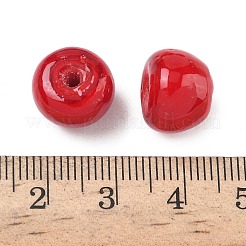 手作りランプワークビーズ  りんご  ファイヤーブリック  12~13x10mm  穴：1.6~1.8mm&nbsp;LAMP-H070-03C