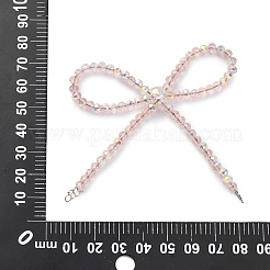 合金とガラスの蝶結びシャンデリア部品リンク  プラチナ  ピンク  71x66.5x8mm  穴：1x1.5mm&nbsp;PALLOY-D360-01D