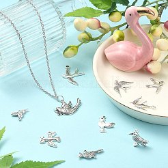 合金のチベット風チャーム  カドミウムフリー＆鉛フリー  鳥の形  アンティークシルバー  50個/箱&nbsp;TIBEP-CJ0001-11