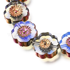 電気メッキ透明ガラスビーズ連売り  花  カラフル  14x14.5x5mm  穴：0.9mm  約29個/連  15.94''（40.5センチメートル）&nbsp;GL-CBA98F0-05E